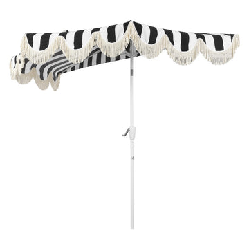 Beverly 9 ft. Designer Classic Scalloped Fringe Half Market Patio Umbrella